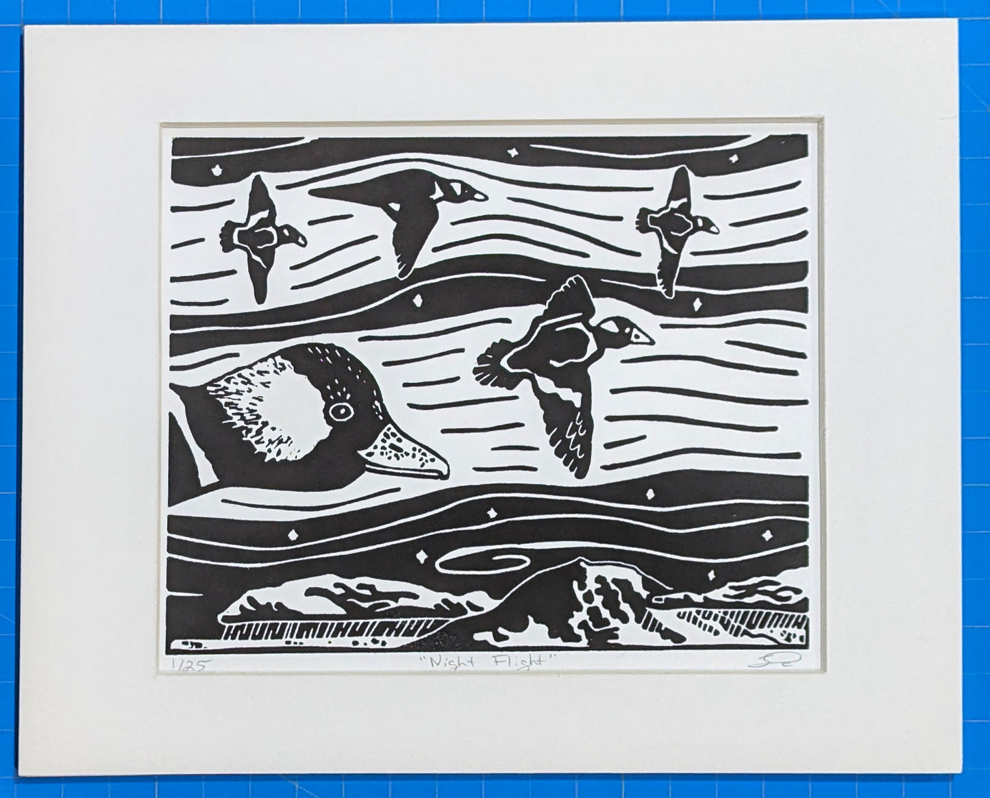 NIGHT FLIGHT handmade print